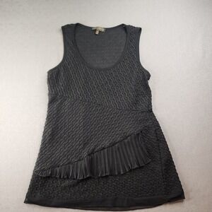 Picadilly Fashions Y2K Black Textured Asymmetrical Ruffle Tank Top Small Sheer